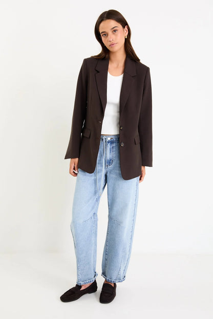 AMONG THE BRAVE - DIPLOMA VENT BLAZER - DARK CHOCOLATE