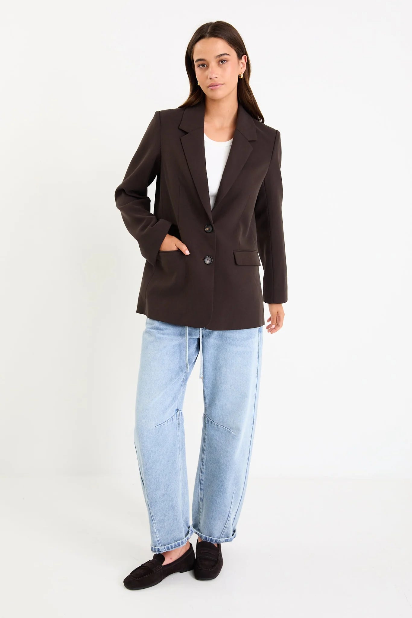AMONG THE BRAVE - DIPLOMA VENT BLAZER - DARK CHOCOLATE