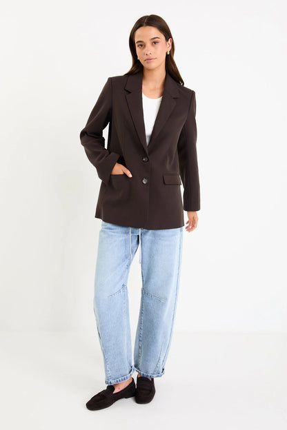 AMONG THE BRAVE - DIPLOMA VENT BLAZER - DARK CHOCOLATE