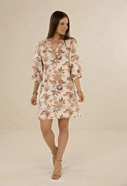 HUMIDITY LIFESTYLE BOH/ROSE SHIFT DRESS - BOHEM PRINT