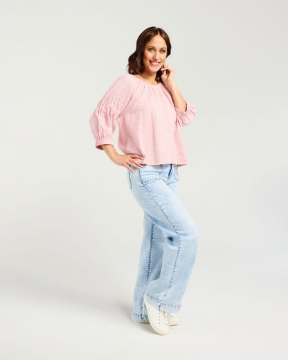 ZAFINA CAITLIN TOP - PINK STRIPE