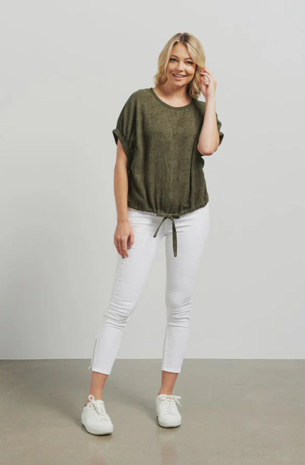 ET ALIA HARLEE TOP - OLIVE JACQUARD - EA7014-2