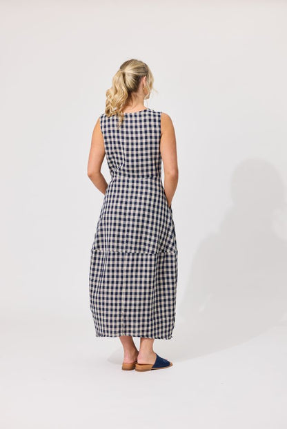 LEMON TREE DESIGN - ANTONIA DRESS - NAVY GINGHAM