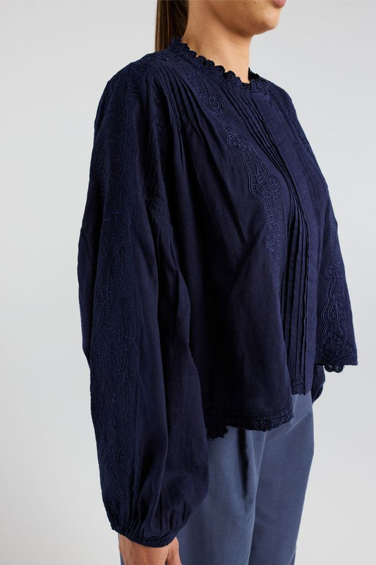 NMBR ROSE GISELLE BLOUSE - INK FERN