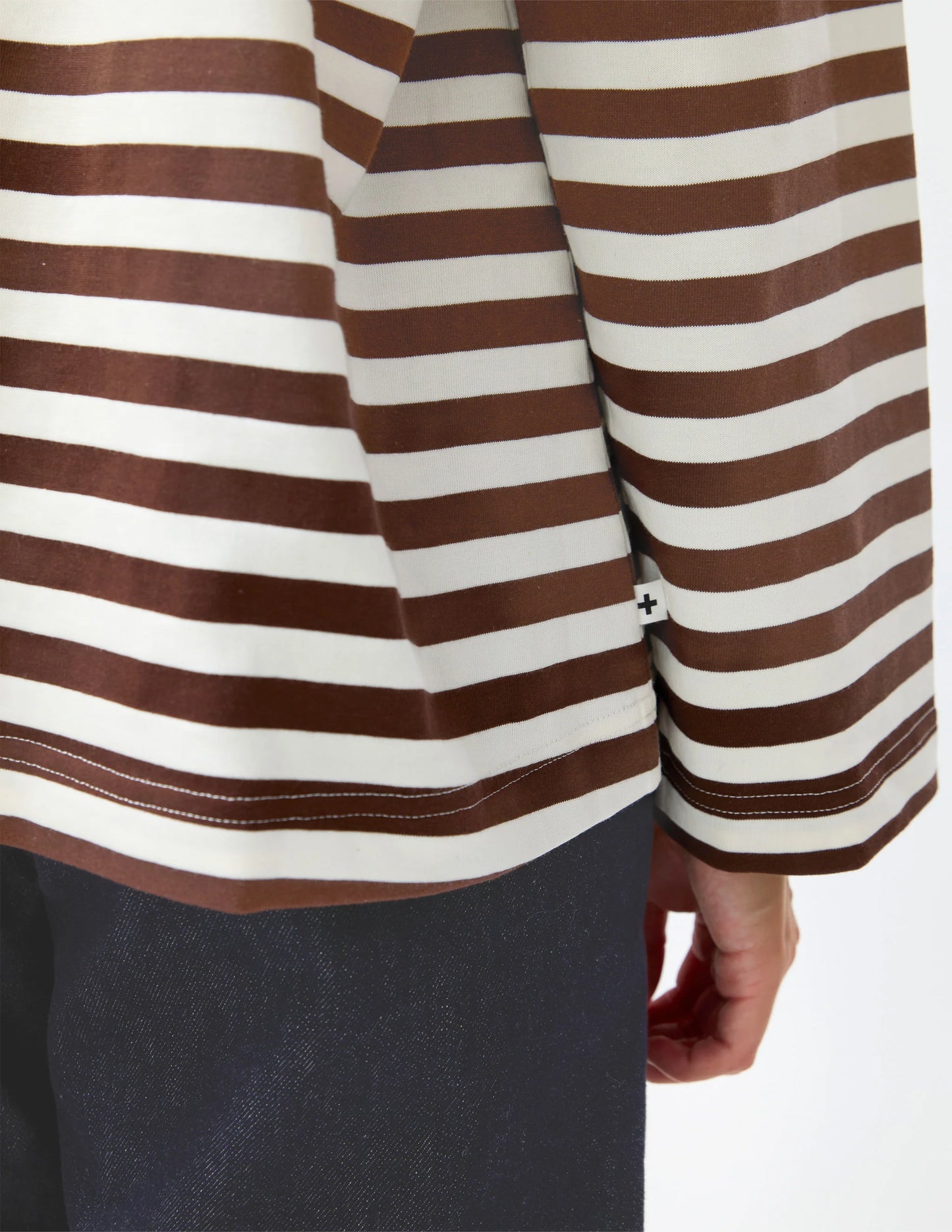 STELLA & GEMMA DROP SHOULDER TEE - CHOC STRIPE