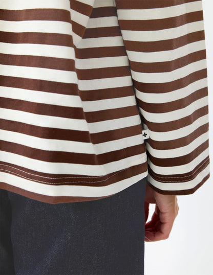 STELLA & GEMMA DROP SHOULDER TEE - CHOC STRIPE