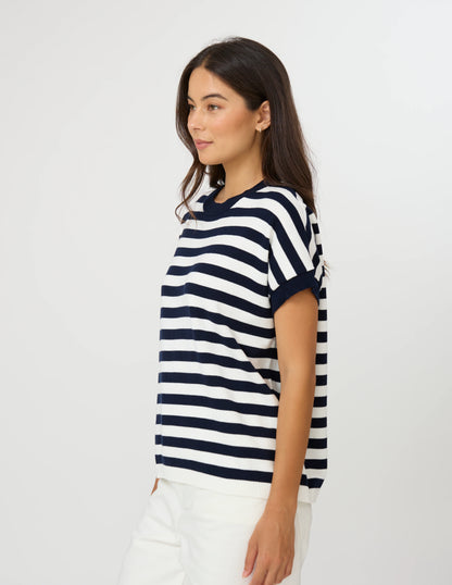 STELLA & GEMMA GWEN TEE - MILK / MIDNIGHT STRIPE