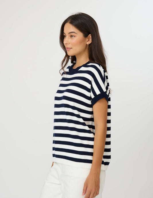 STELLA & GEMMA GWEN TEE - MILK / MIDNIGHT STRIPE