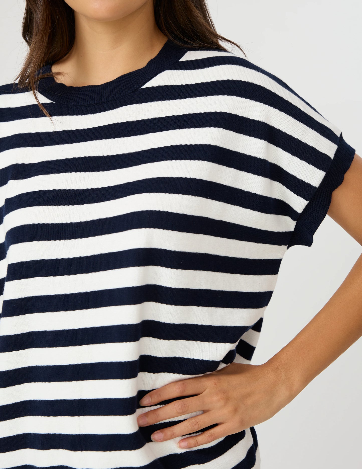 STELLA & GEMMA GWEN TEE - MILK / MIDNIGHT STRIPE