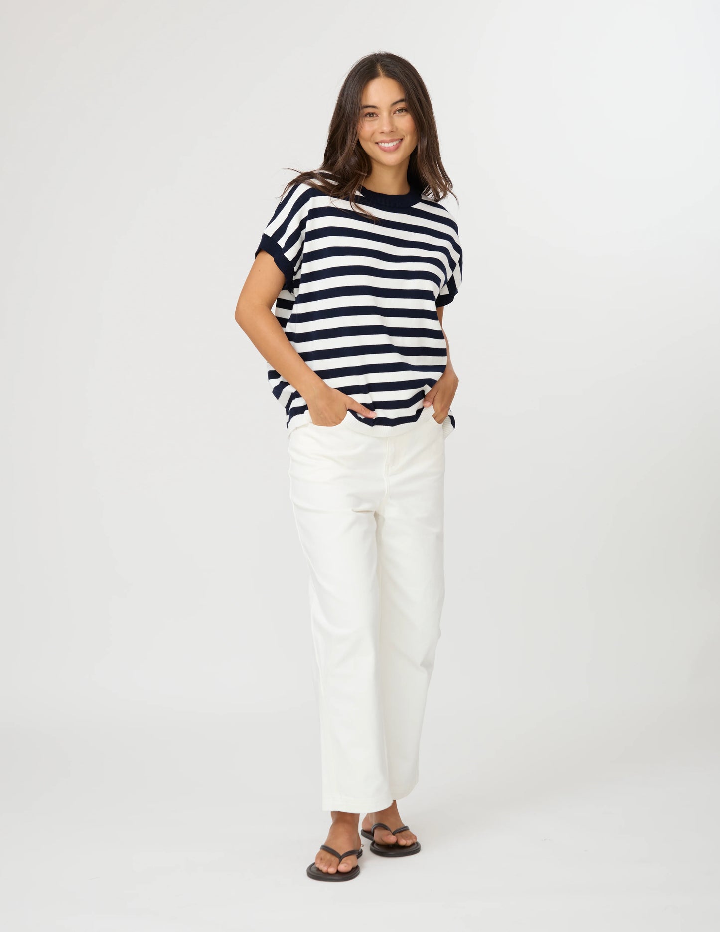 STELLA & GEMMA GWEN TEE - MILK / MIDNIGHT STRIPE