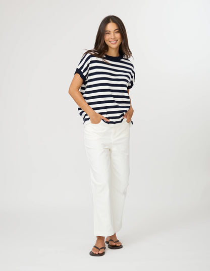 STELLA & GEMMA GWEN TEE - MILK / MIDNIGHT STRIPE