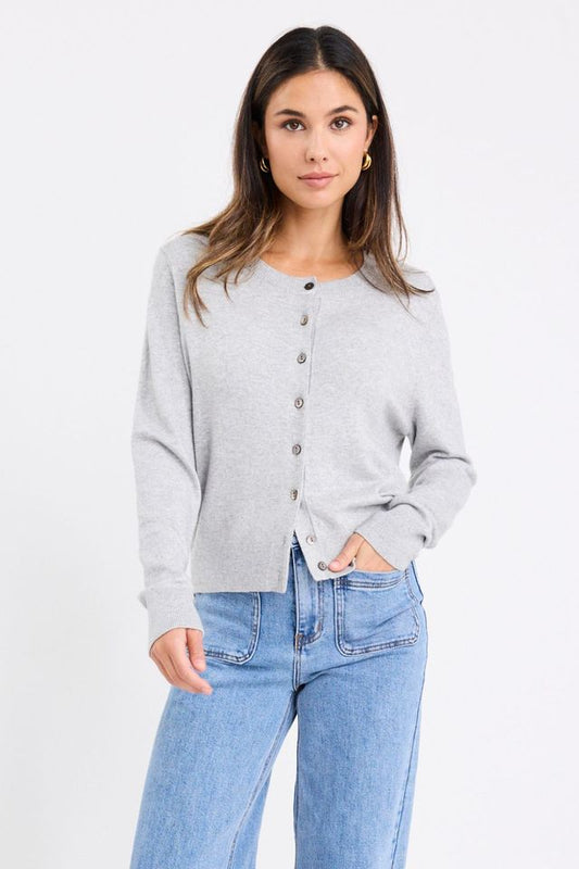 STORIES TO BE TOLD AUTOGRAPH CARDIGAN - LIGHT GREY MARLE
