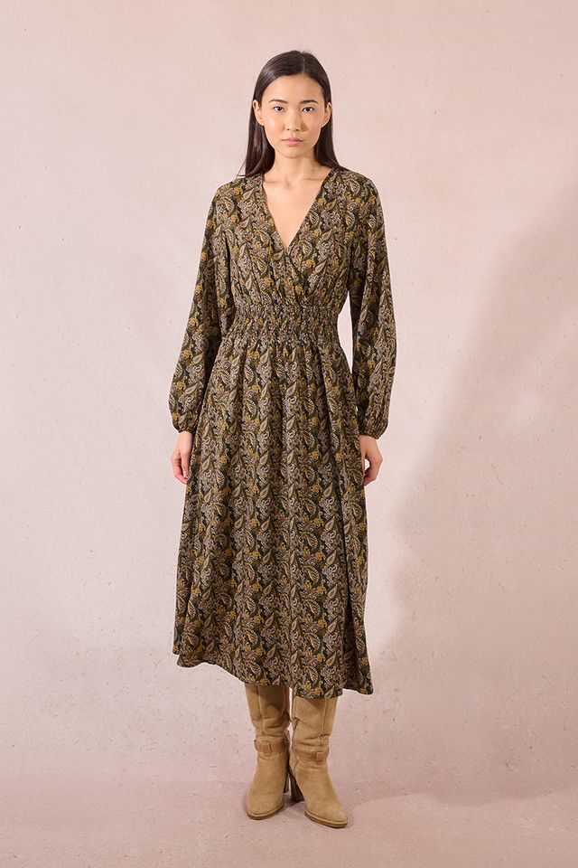 MOLLY BRACKEN WOVEN DRESS - KHAKI LEIA