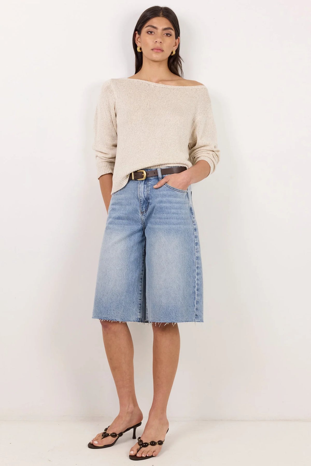 AMONG THE BRAVE - EVENTIDE BOAT NECK L/S JUMPER - NATURAL