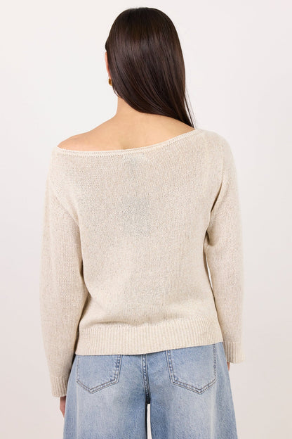 AMONG THE BRAVE - EVENTIDE BOAT NECK L/S JUMPER - NATURAL