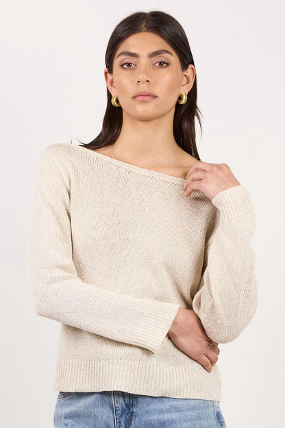 AMONG THE BRAVE - EVENTIDE BOAT NECK L/S JUMPER - NATURAL