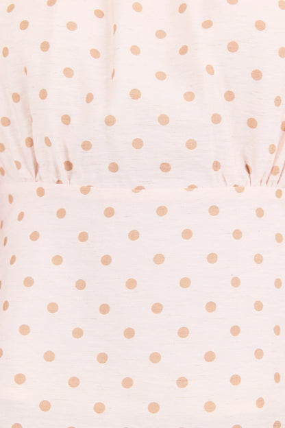 STORIES BE TOLD - EVENTUAL TOP - BLUSH CHOCOLATE POLKA DOT