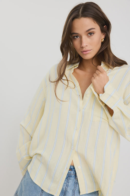 RE:UNION EXALTED OVERSIZED SHIRT - YELLOW STRIPE