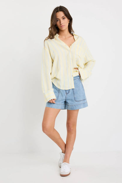 RE:UNION EXALTED OVERSIZED SHIRT - YELLOW STRIPE