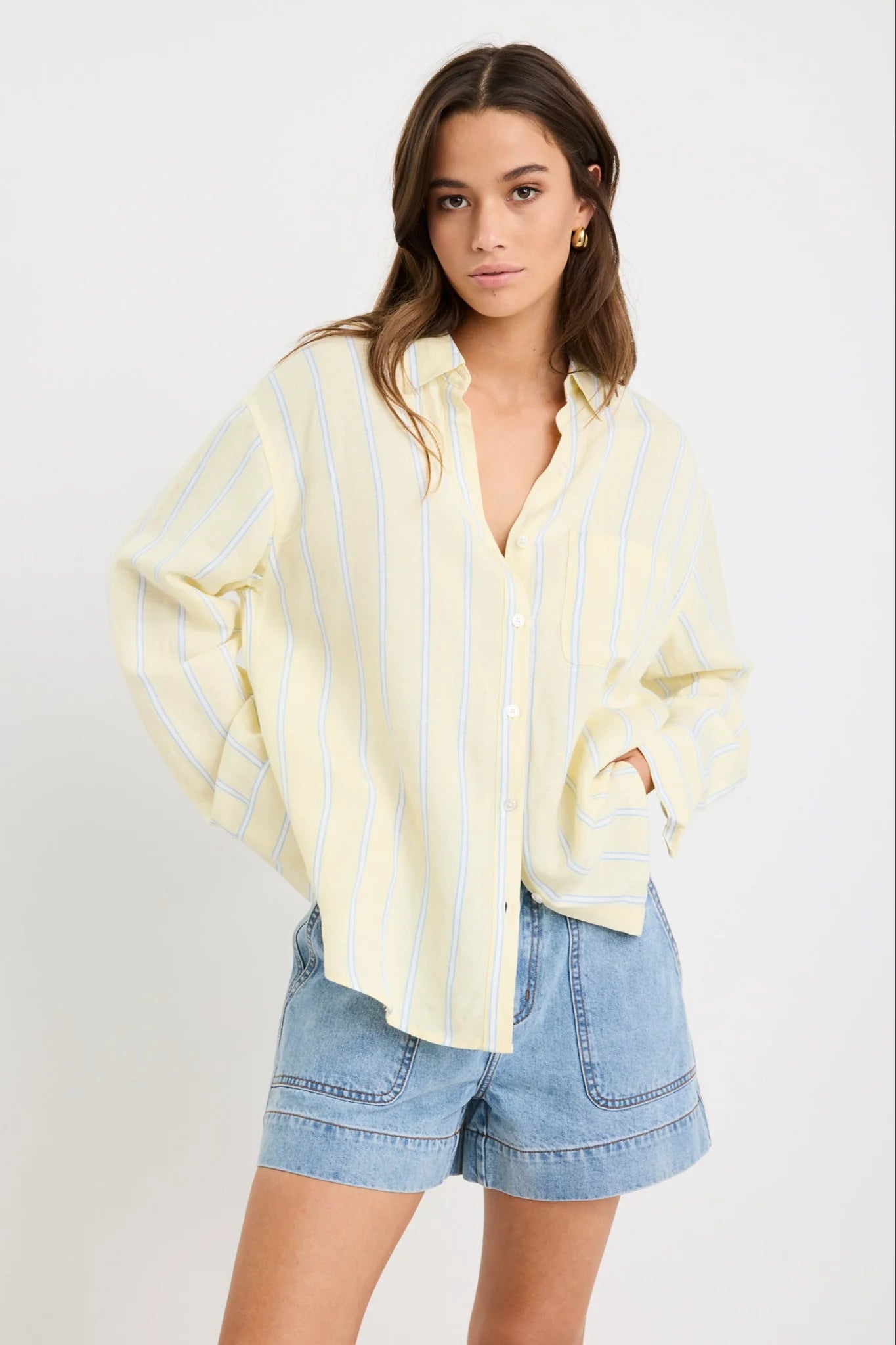 RE:UNION EXALTED OVERSIZED SHIRT - YELLOW STRIPE