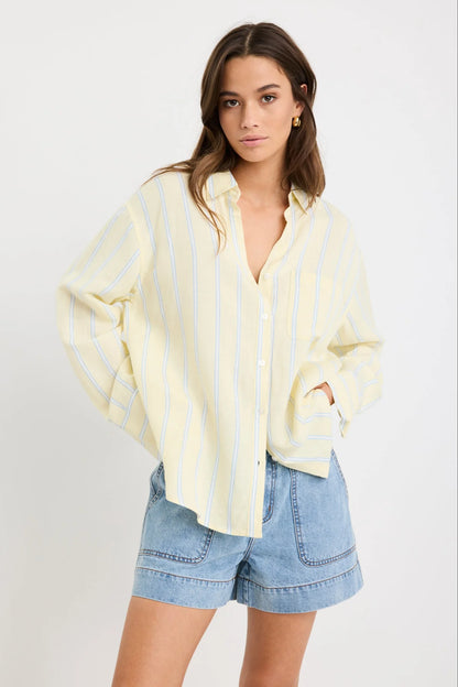 RE:UNION EXALTED OVERSIZED SHIRT - YELLOW STRIPE