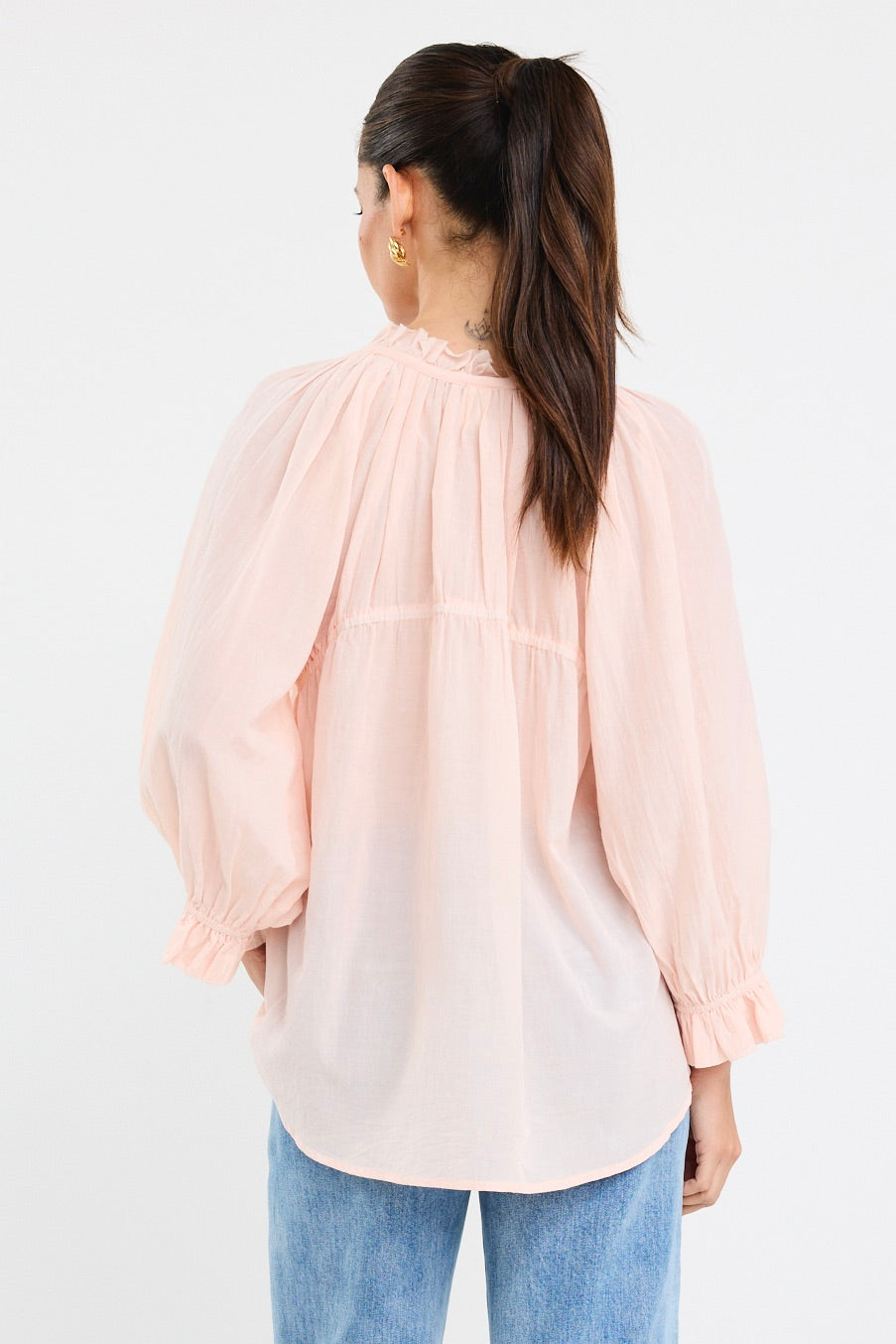 IVY & JACK EXPRESSION SS TIE FRONT TOP - ROSEWATER VOILE