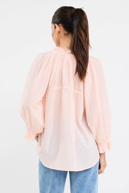 IVY & JACK EXPRESSION SS TIE FRONT TOP - ROSEWATER VOILE