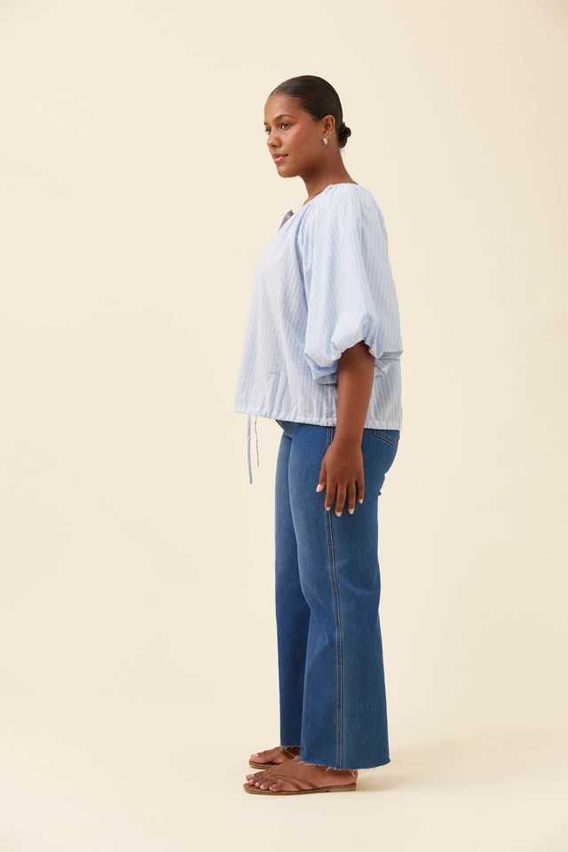 ISLE OF MINE LYNDELL DRAWSTRING TOP - LIGHT BLUE