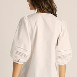 FATE + BECKER FREYA LACE TRIM BLOUSE - WHITE