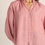 FATE + BECKER LANI SHIRRED BLOUSE - DUSTY ROSE PINK