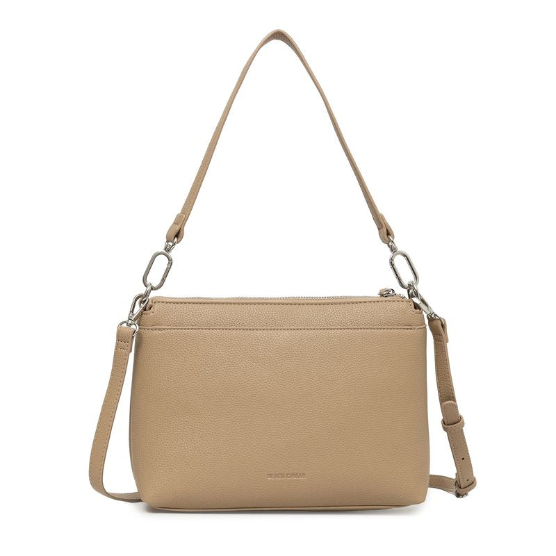 BLACK CAVIAR BAGS - BECKY FLAP CROSSBODY - BISCUIT