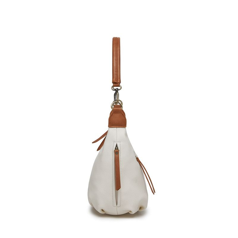 BLACK CAVIAR BAGS - CAREY SHOULDER BAG - WHITE & TAN