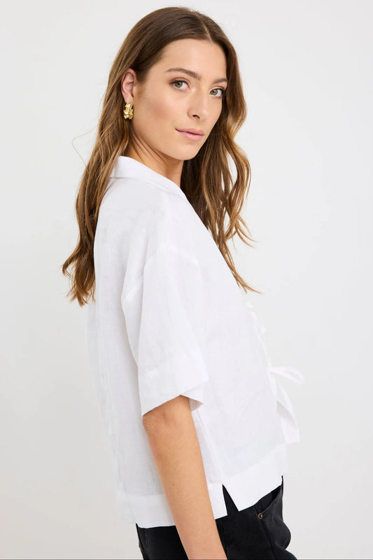 STORIES TO BE TOLD FASTEN TIE FRONT SHIRT - IVORY