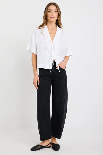 STORIES TO BE TOLD FASTEN TIE FRONT SHIRT - IVORY