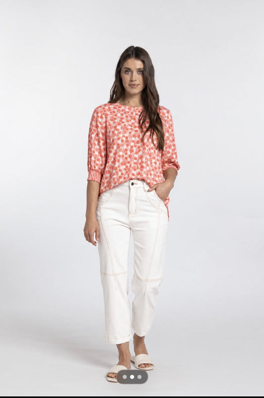 MI MOSO FINLEY TOP - RED PRINT
