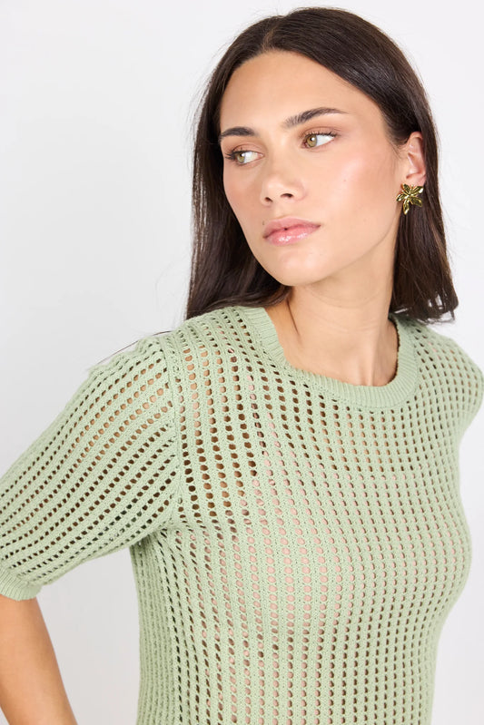 AMONG THE BRAVE - FRECKLE KNIT TOP - SAGE