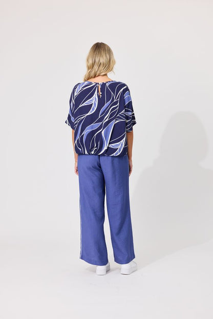 LEMON TREE DESIGN - ALESSA PRINT TOP - LEAFY BLUE
