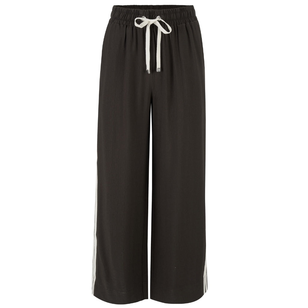 MOKE NZ - INDIANA WIDE LEG PANTS - CHOCOLATE/CREAM STRIPE