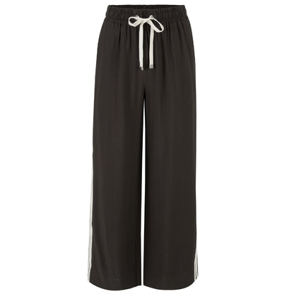 MOKE NZ - INDIANA WIDE LEG PANTS - CHOCOLATE/CREAM STRIPE