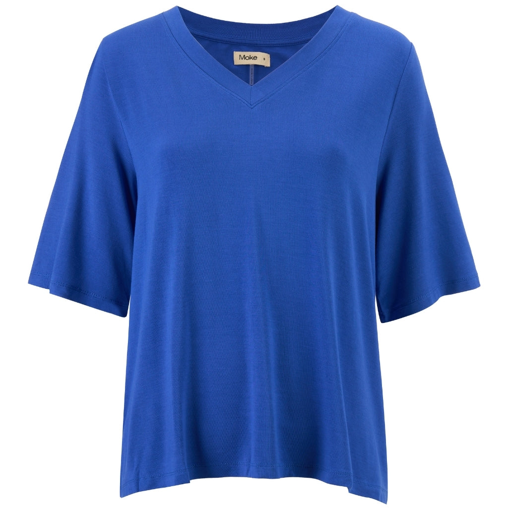 MOKE NZ - ZOE V NECK TEE - DAZZLING BLUE
