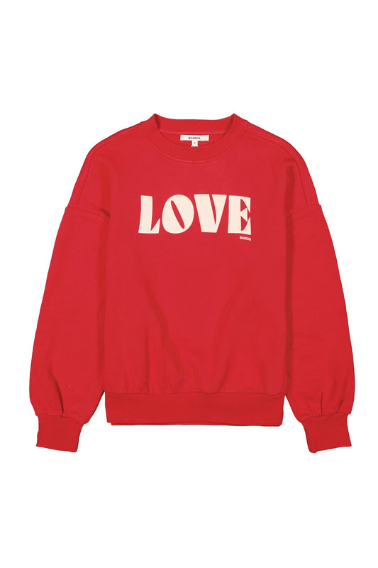 GARCIA TEXT SWEATER - TRUE RED
