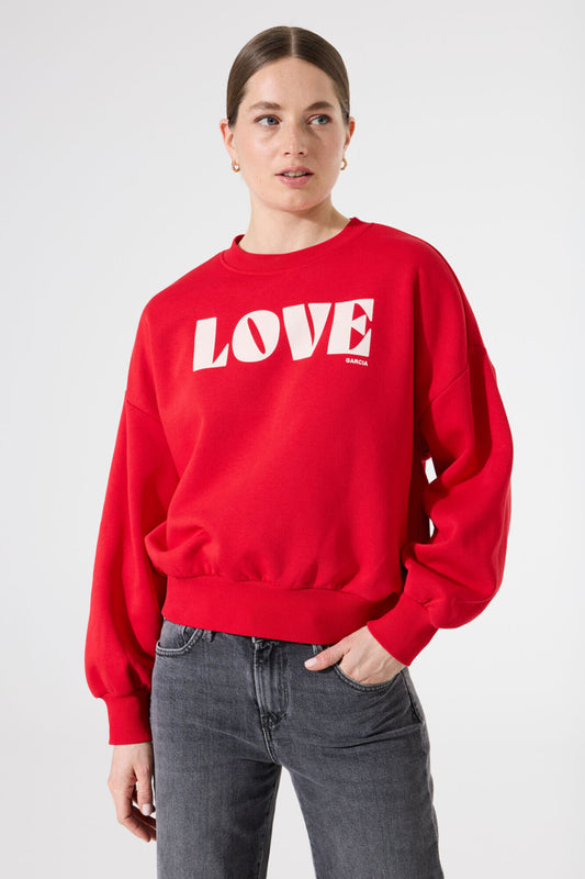 GARCIA TEXT SWEATER - TRUE RED