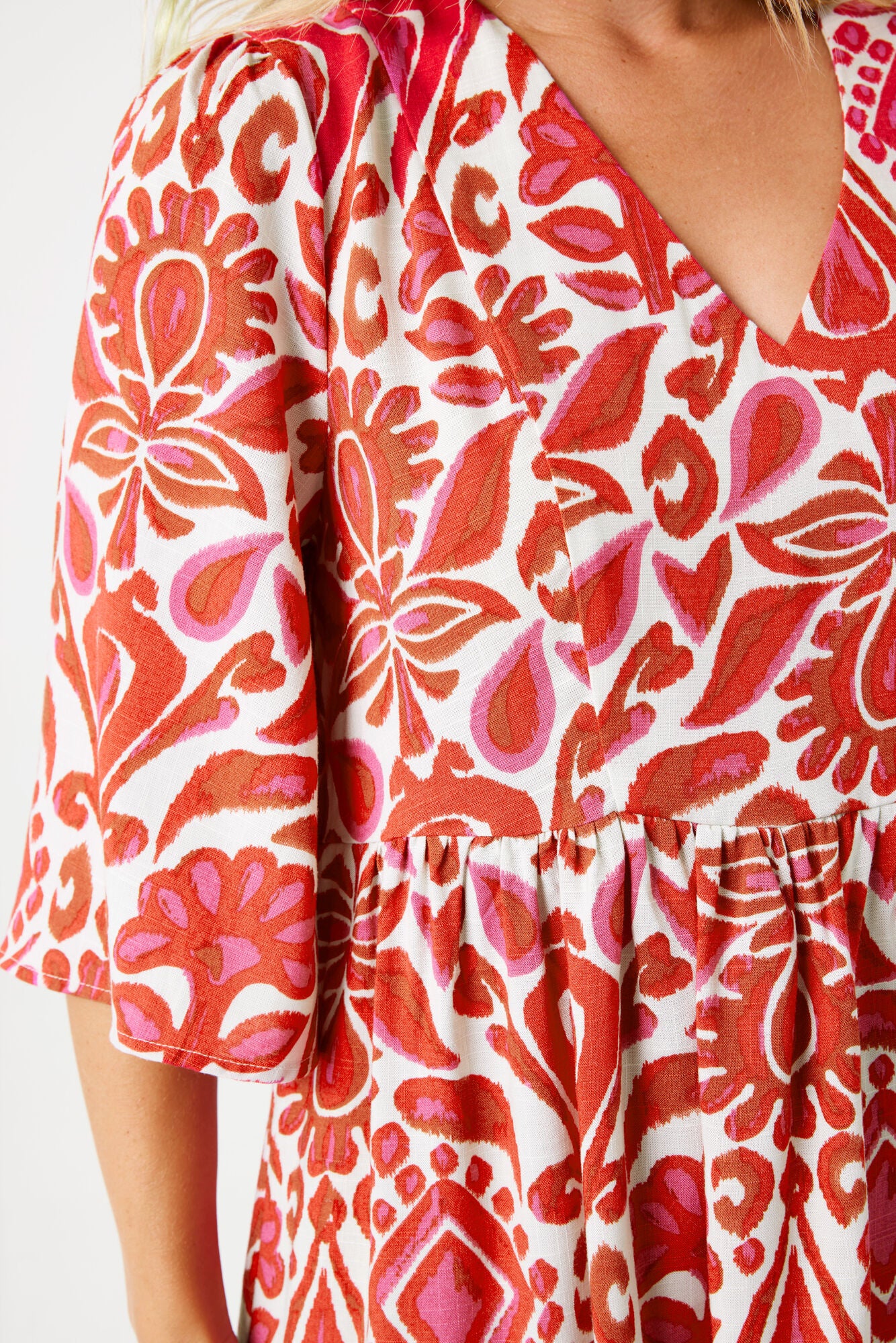 GARCIA PRINTED DRESS - RUBY RED