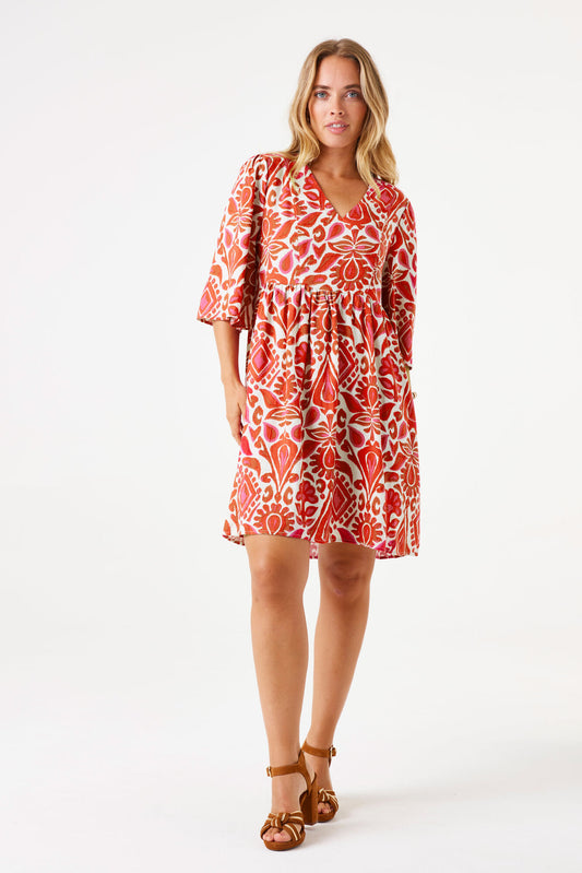 GARCIA PRINTED DRESS - RUBY RED