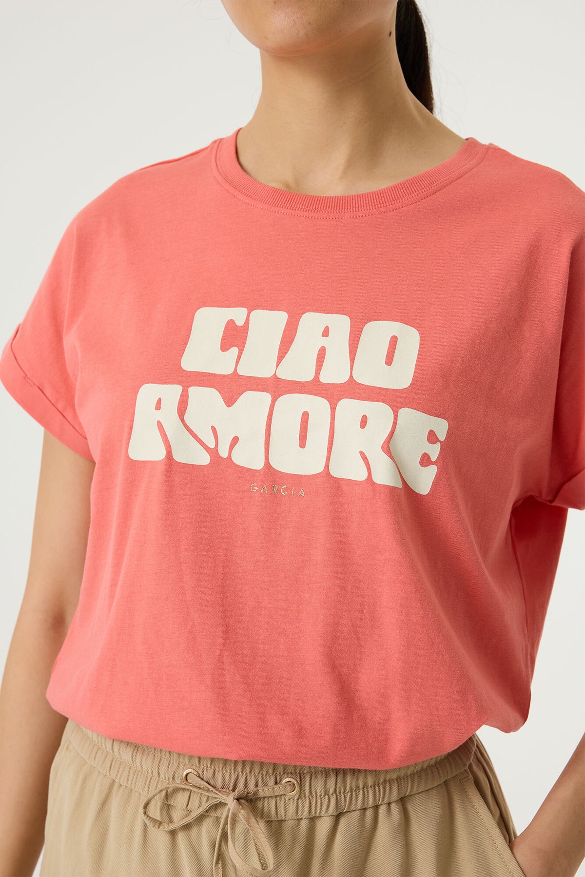 GARCIA CIAO AMORE T-SHIRT - CORAL CRUSH