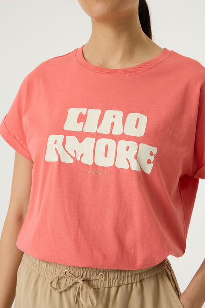 GARCIA CIAO AMORE T-SHIRT - CORAL CRUSH