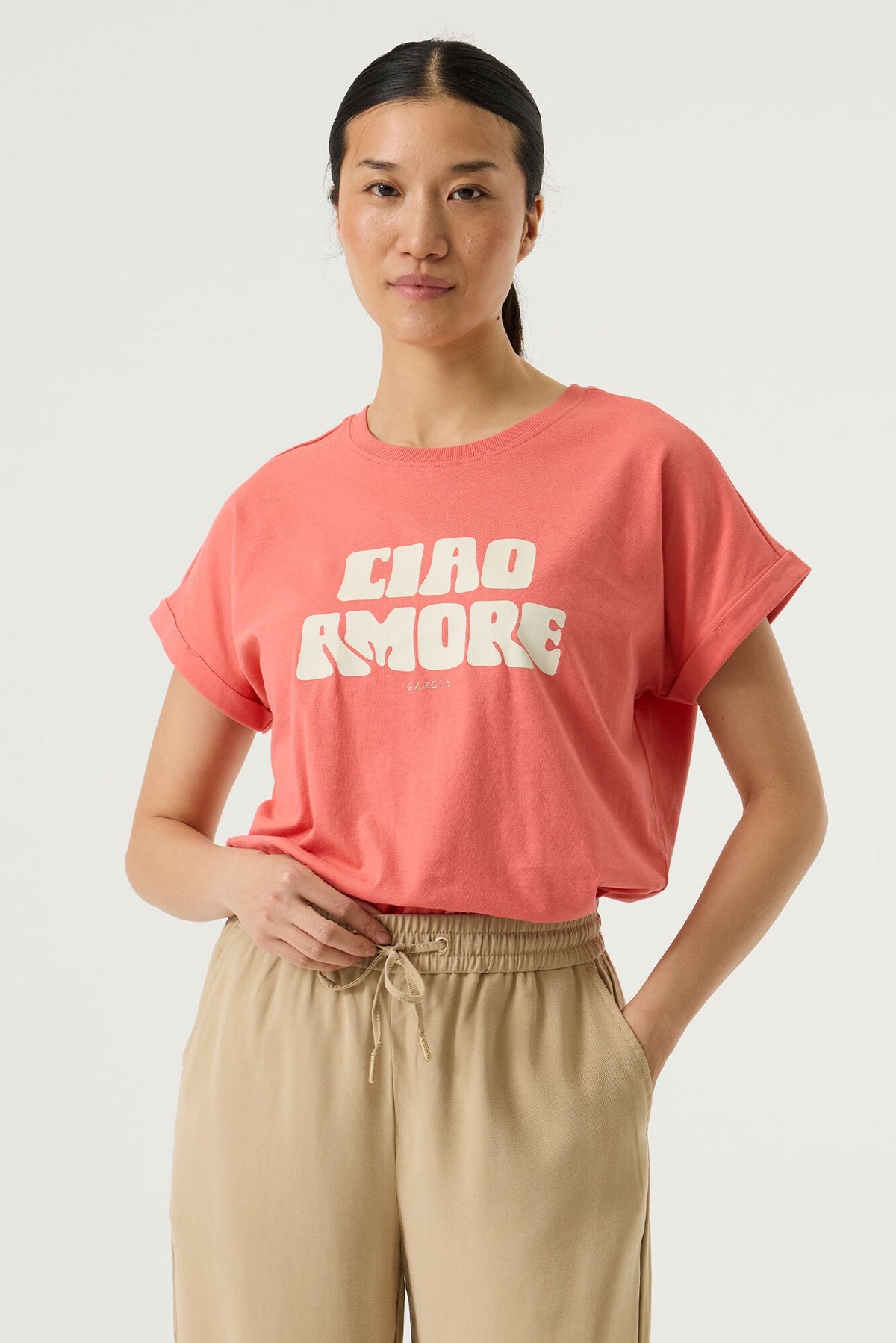GARCIA CIAO AMORE T-SHIRT - CORAL CRUSH