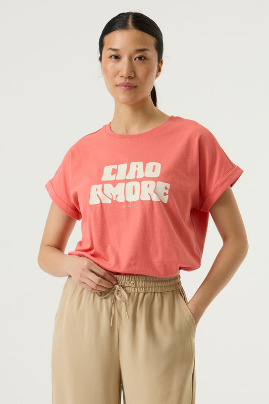 GARCIA CIAO AMORE T-SHIRT - CORAL CRUSH