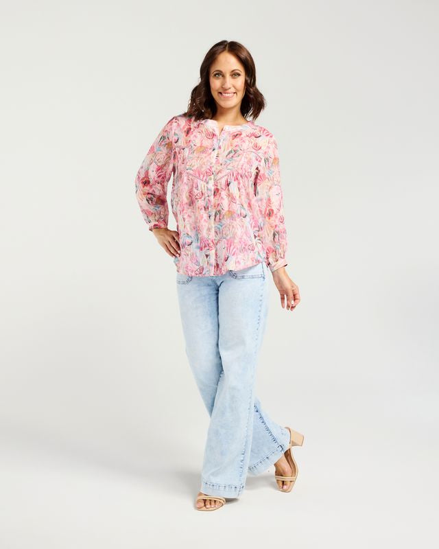 ZAFINA WILLA BLOUSE - FLORAL HAZE