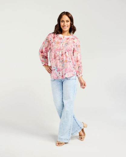 ZAFINA WILLA BLOUSE - FLORAL HAZE
